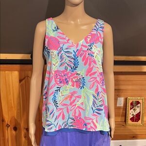 NEW Lilly Pulitzer Florin Reversible Sleeveless V-Neck Tank Top SIZE XS